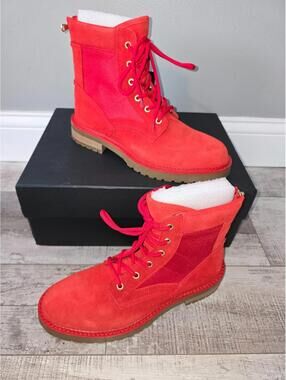 Saint Morta Legion Boots Red Gum Suede Lace-Up Zip Ankle Men’s Size 8 NEW IN BOX
